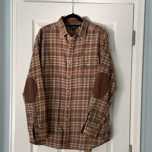 Cremieux Classics XL, 100% cotton, Brown, Cream and Green Plaid & Elbow Patches.
